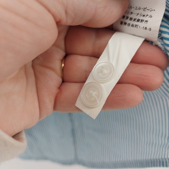 L.L. Bean Striped Button Up Blue/White Shirt Floral Neck/Cuffs Oxford Shirt - Picture 7 of 10